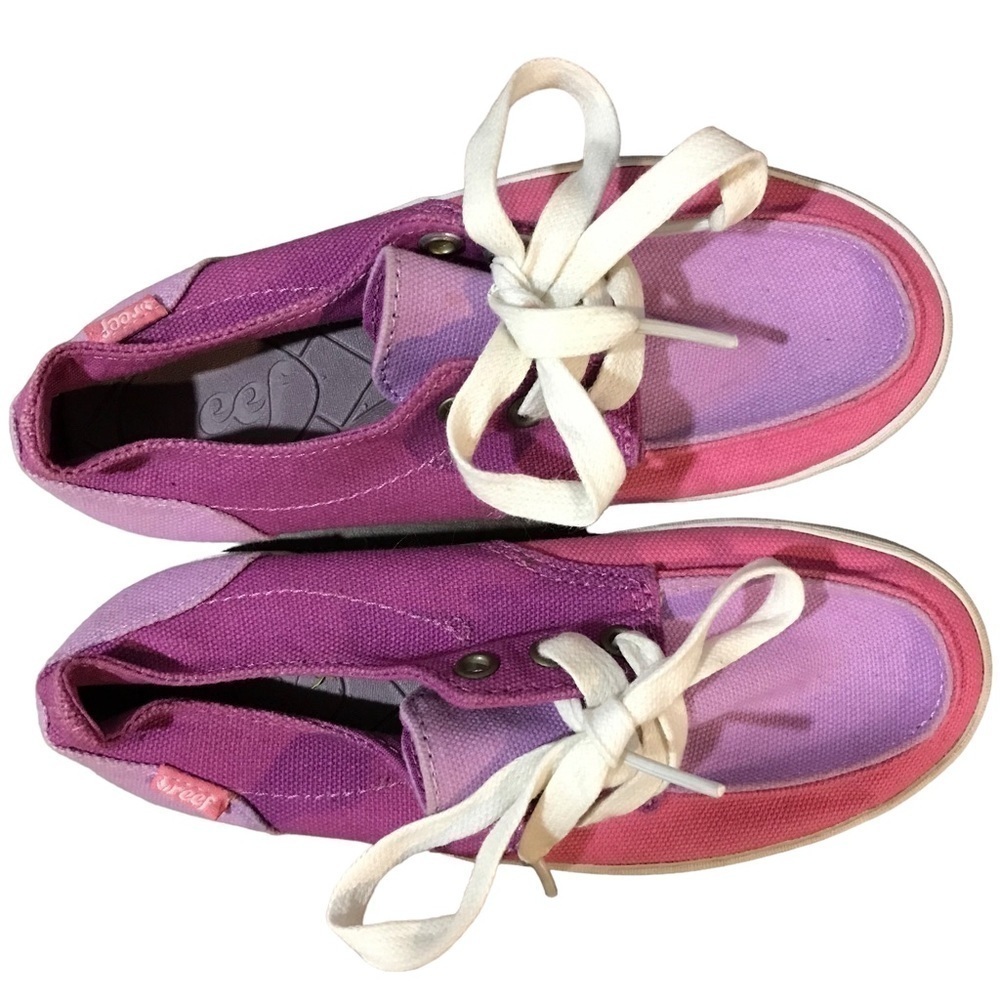 Reef Deckhand Lightweight Boat Shoes Lace Up Fabric Texture